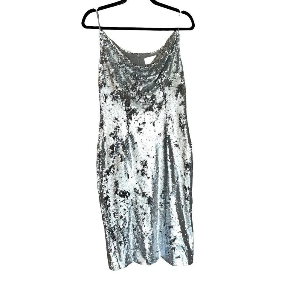 Keepsake the Label No Signs Silver Sequin Midi Dress Size M Size M - Image 4