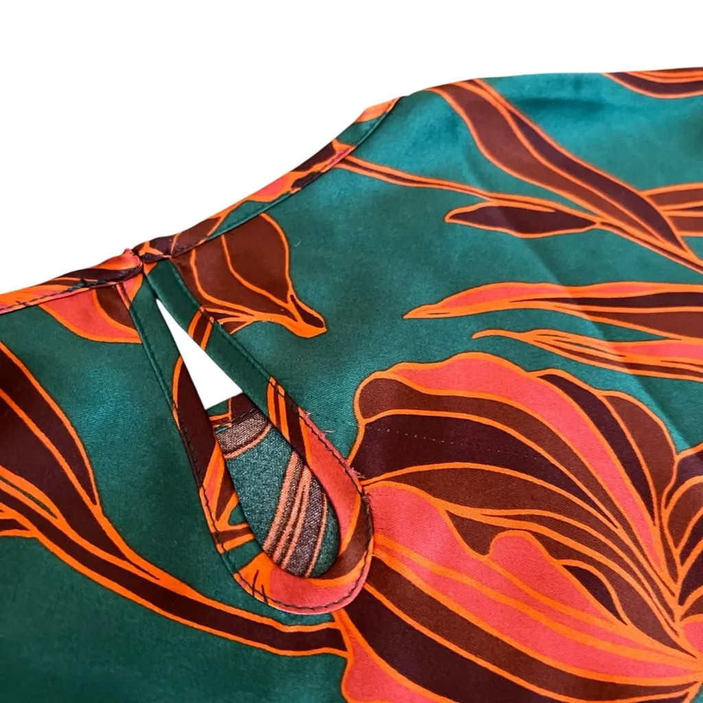 House Of Harlow 1960 Revolve Satin Floral Slip Maxi Dress Cut Out Tie Waist Sz M Green Size M - Image 8