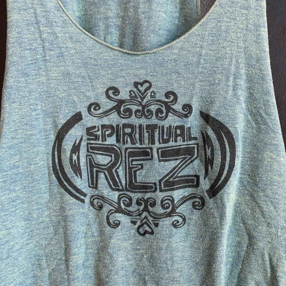 Spiritual Rez Tank Top Blue/Green Women Small Summer Hippy Top Sleevess Green - Image 2