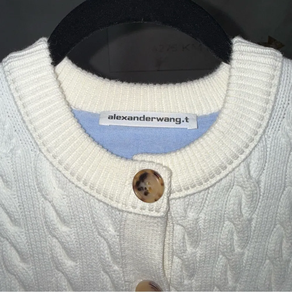 Alexander Wang Bi-Layer Layered Cotton Blend Cable-Knit Oxford Cardigan - Image 11