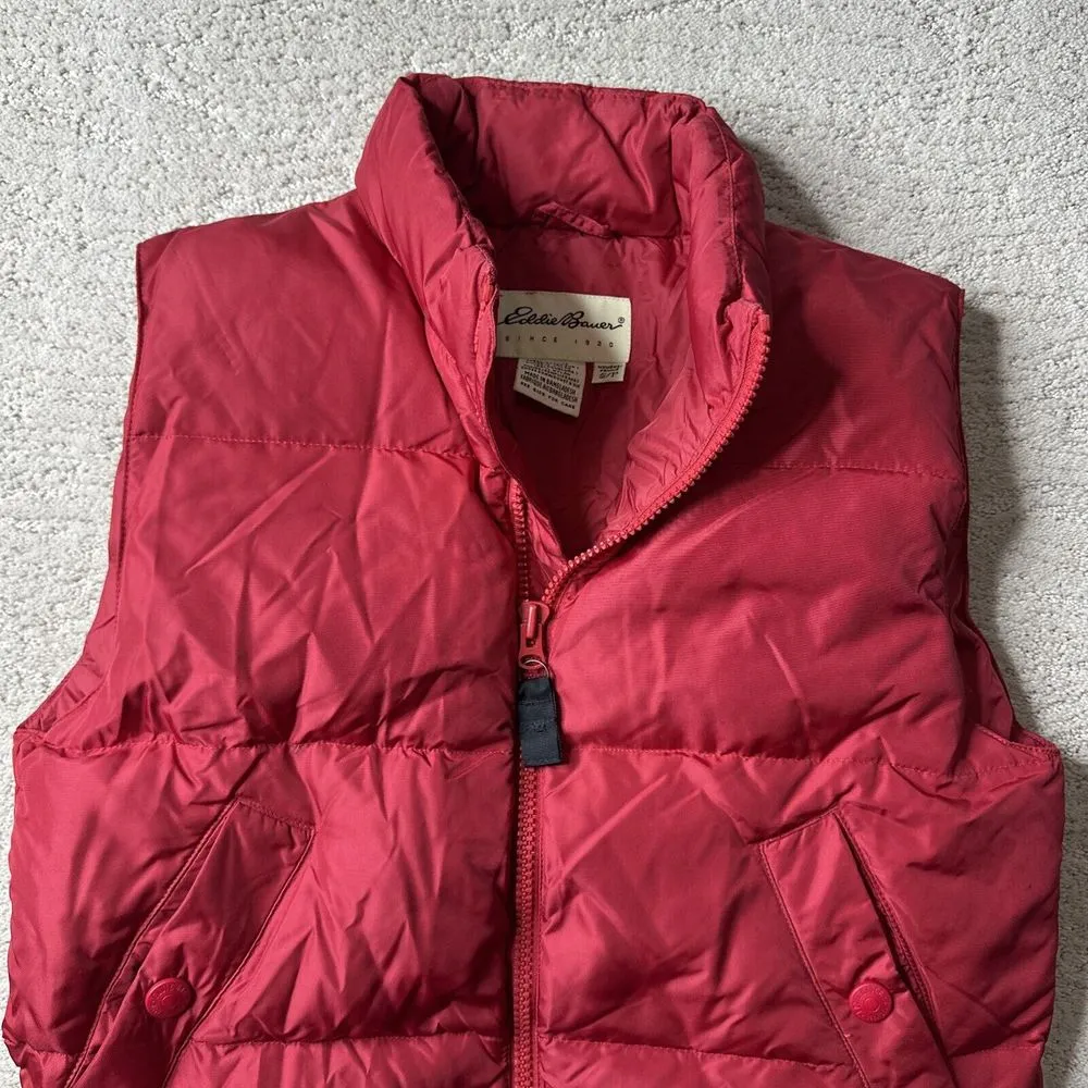Women's Eddie Bauer Size Small Red‎ Puffer Goose Down Full Zip Vest - Image 2