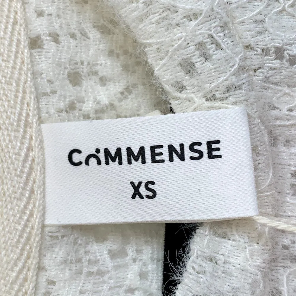 NWT Commense Floral Hollow Knit Crew Neck Long Sleeve Top in Cream White Size XS - Image 4