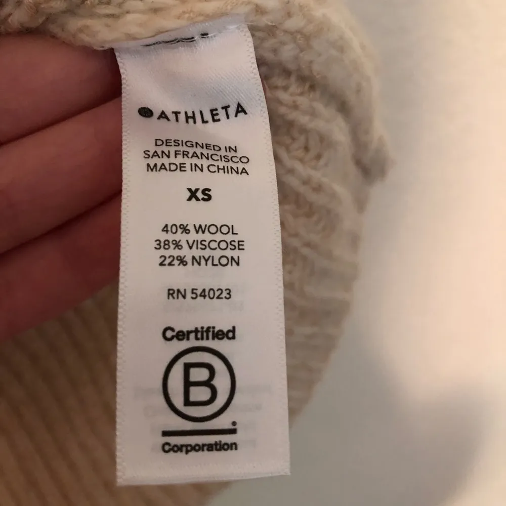 Athleta Sierra Crew Sweater XS Coconut Wool Blend Cream New NWT Chunky Knit - Image 5