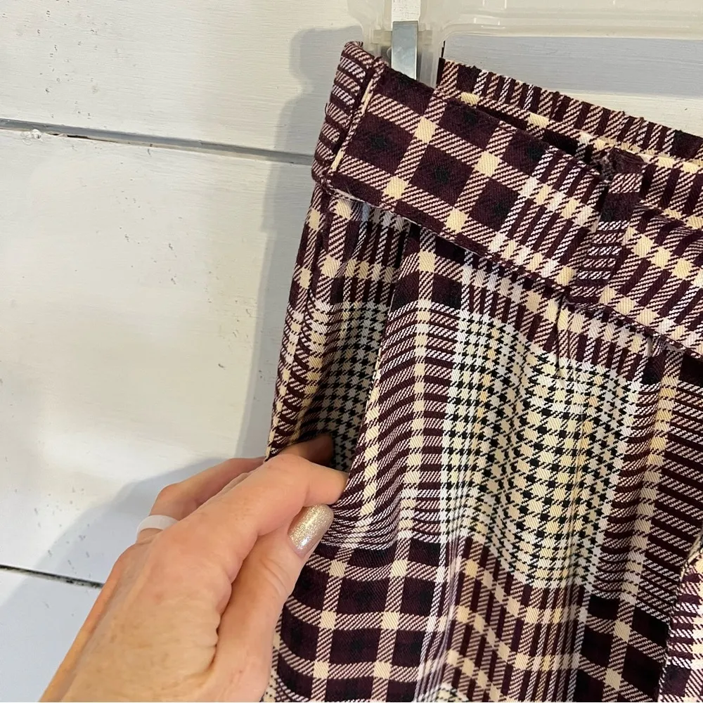 Rewash Burgundy Plaid Fashion Wide Leg Pants. Size Medium. NWT - Image 3