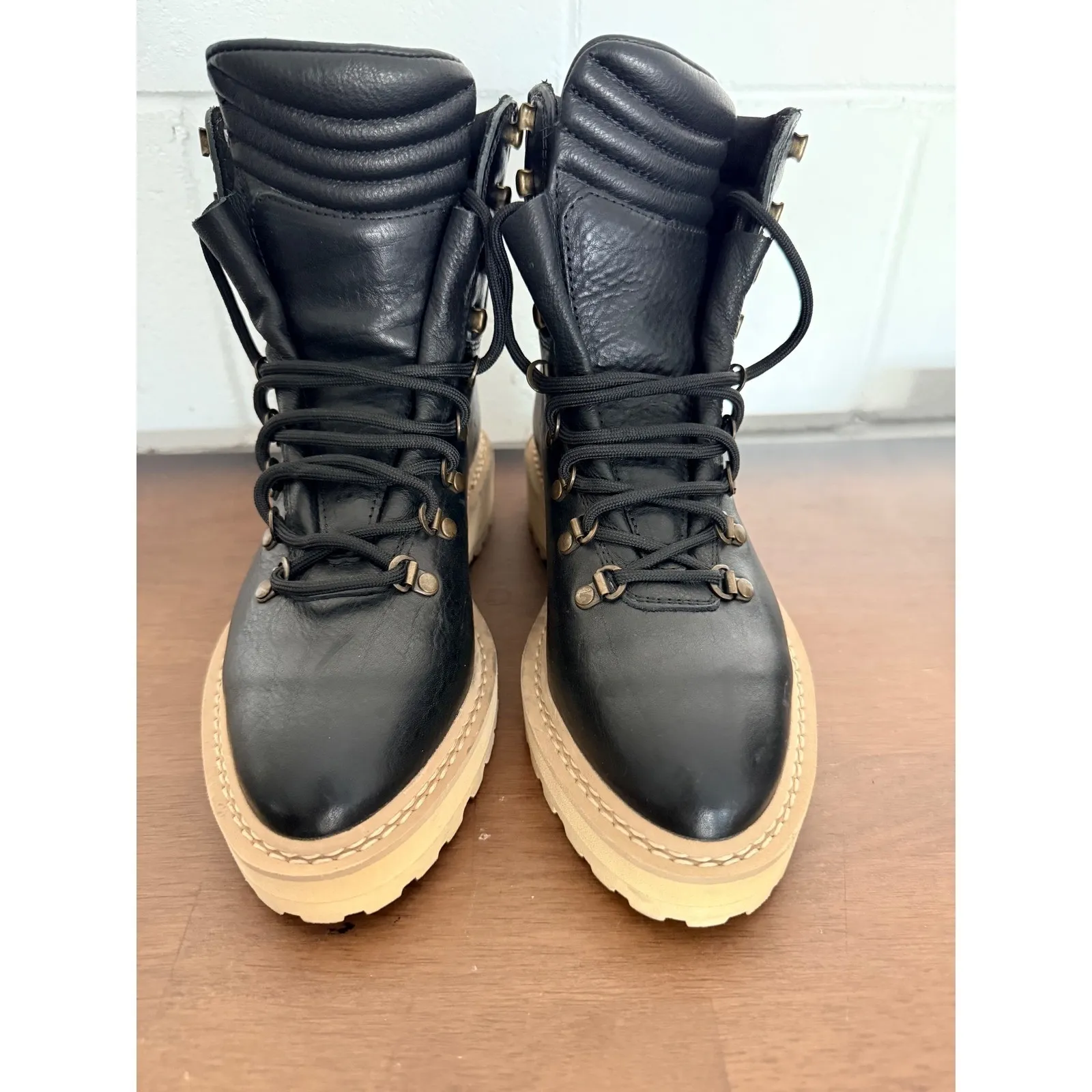 DIEMME Black Leather Lace Up Hiking Boots Womens Made in Italy Size 6 - Image 3