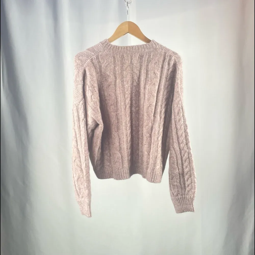 NWT Weekend Stories Alpaca Blend Antonia Cable Crew Neck Pullover in Blush Pink Size L - Image 9