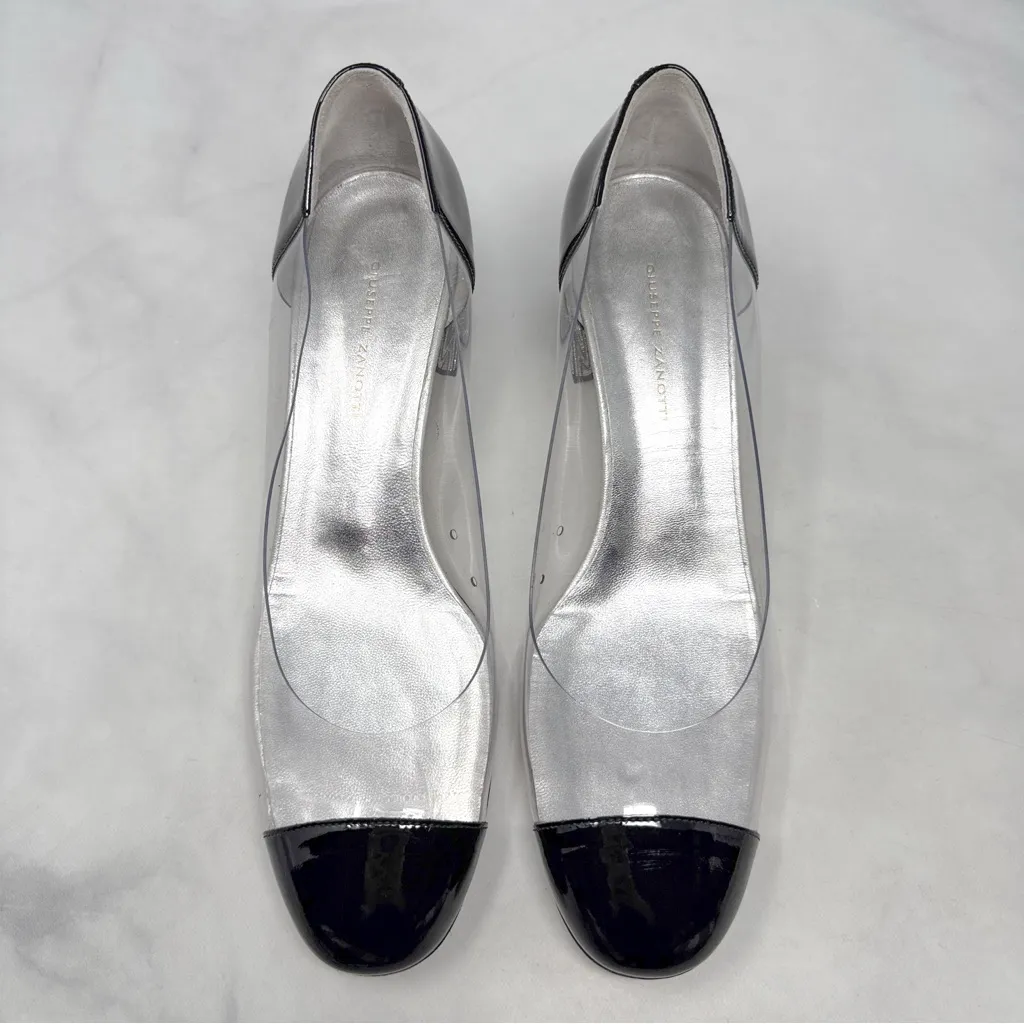 Giuseppe Zanotti Vitrum Clear Rhinestone Embellished Block Heel Pump Flats 40 - Image 4