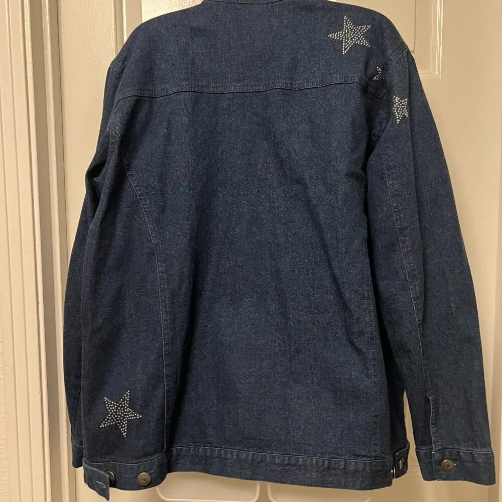 Quacker Factory Jean Jacket with Rhinestone Stars - Image 3