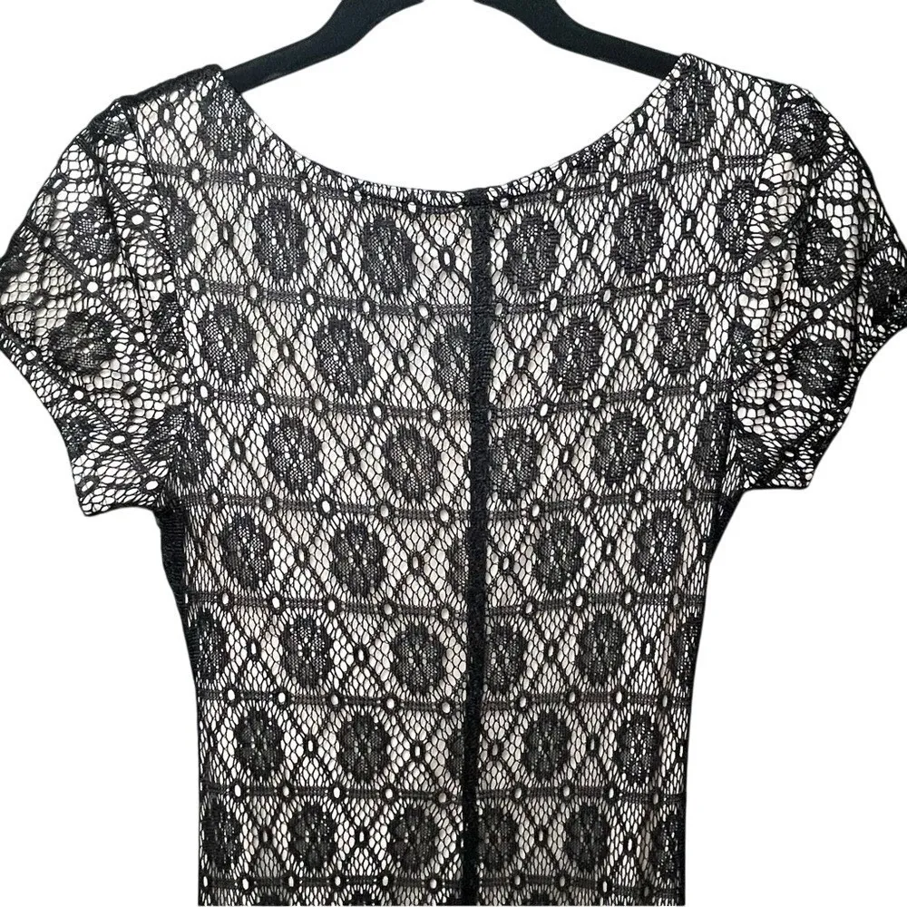 Harlow Dresses Black Lace‎ Maxi Dress Sheath Belted Short Sleeve Size 8 - Image 6