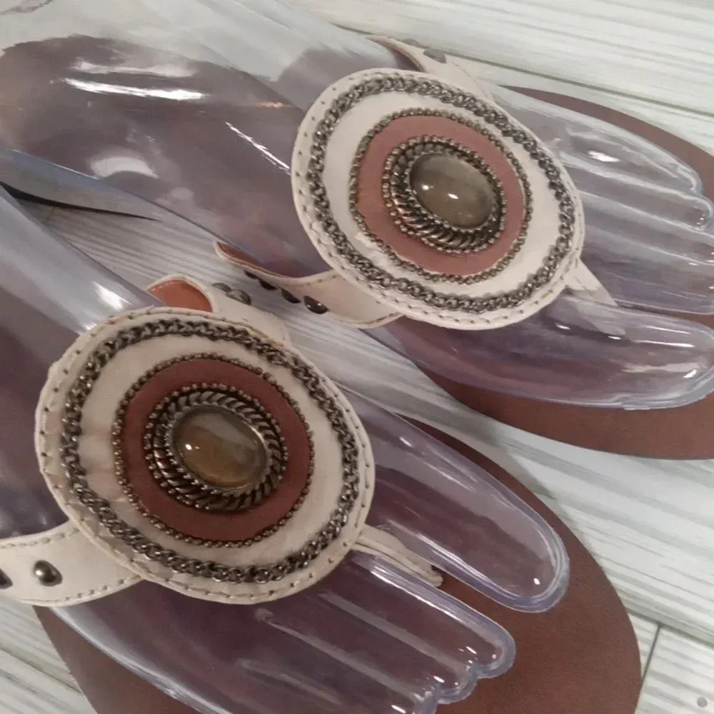 Sandals no name brand studded women's size 9 Brown - Image 3