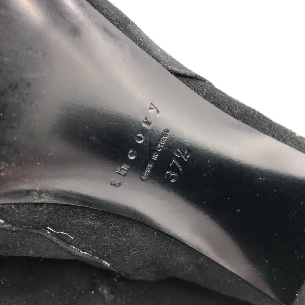 Theory Womens Ankle Boots Heel Suede Zipper Black 37.5 US 7.5 - Image 7