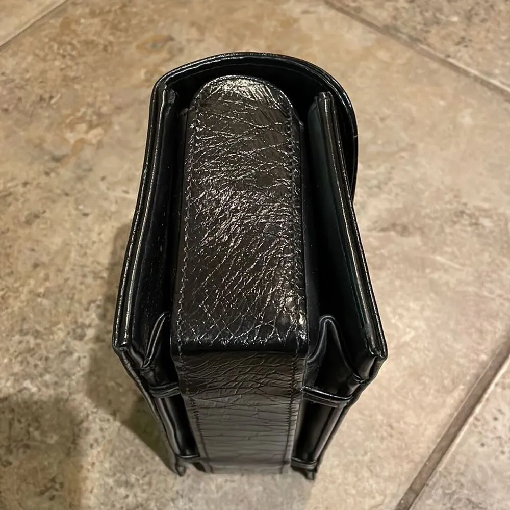 Meyers Vintage Faux Leather Croc Box Purse 8x5x3 Made in USA Black - Image 9