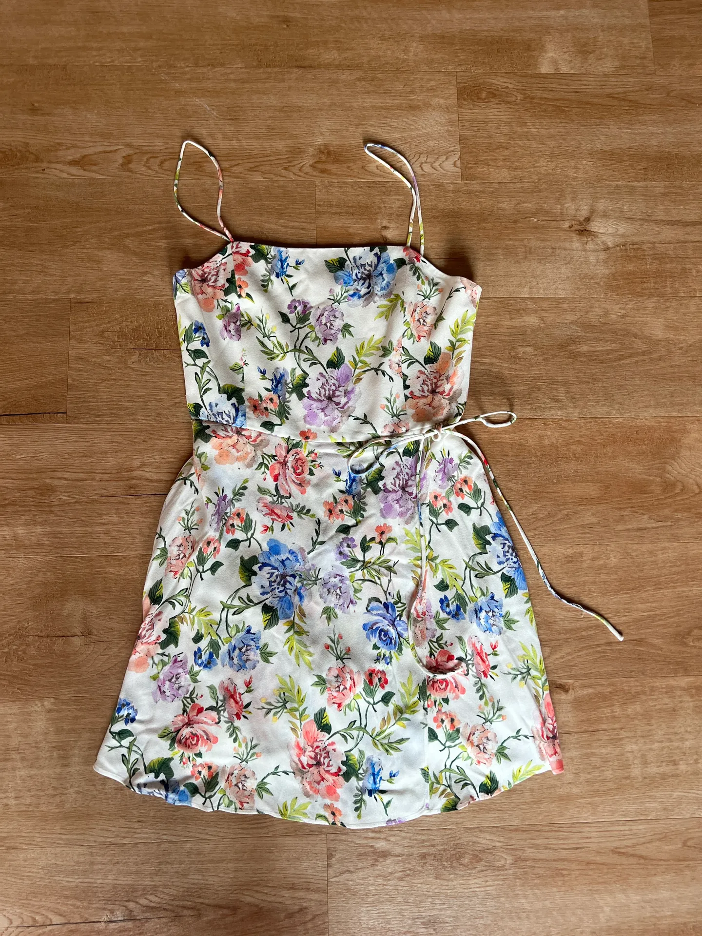 Alice + Olivia New  Trixie Gardenia Mini Dress Ivory Floral Sleeveless - Image 4