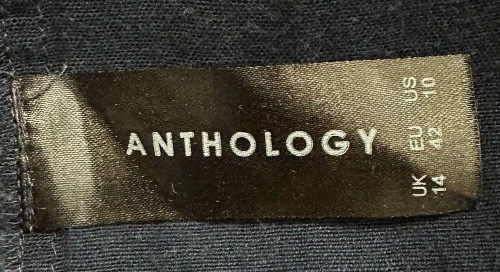 Anthology Linen Blend Navy Blue Tiered Midi Skirt Size 10 - Image 9