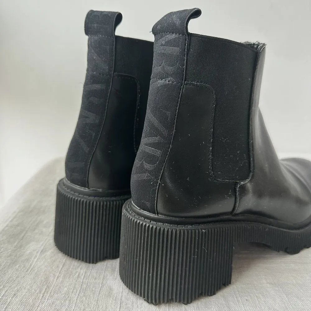Zara Lug Sole‎ Ankle Platform Boots Black Size 38 Chunky Heel US 7.5 - Image 8