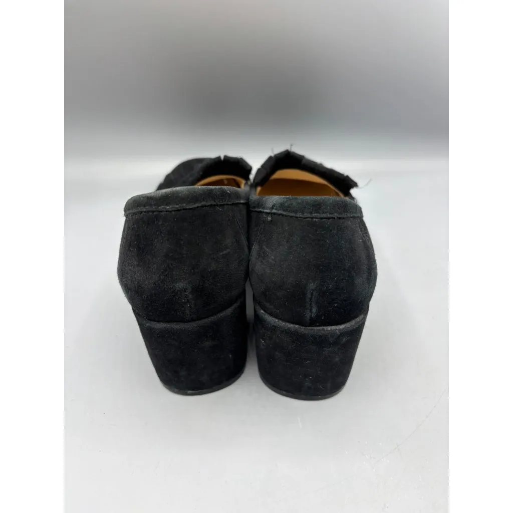 Reaction Kenneth Cole Shoes Womens 8 Black Suede Loafers Fringe Block‎ Heel - Image 3