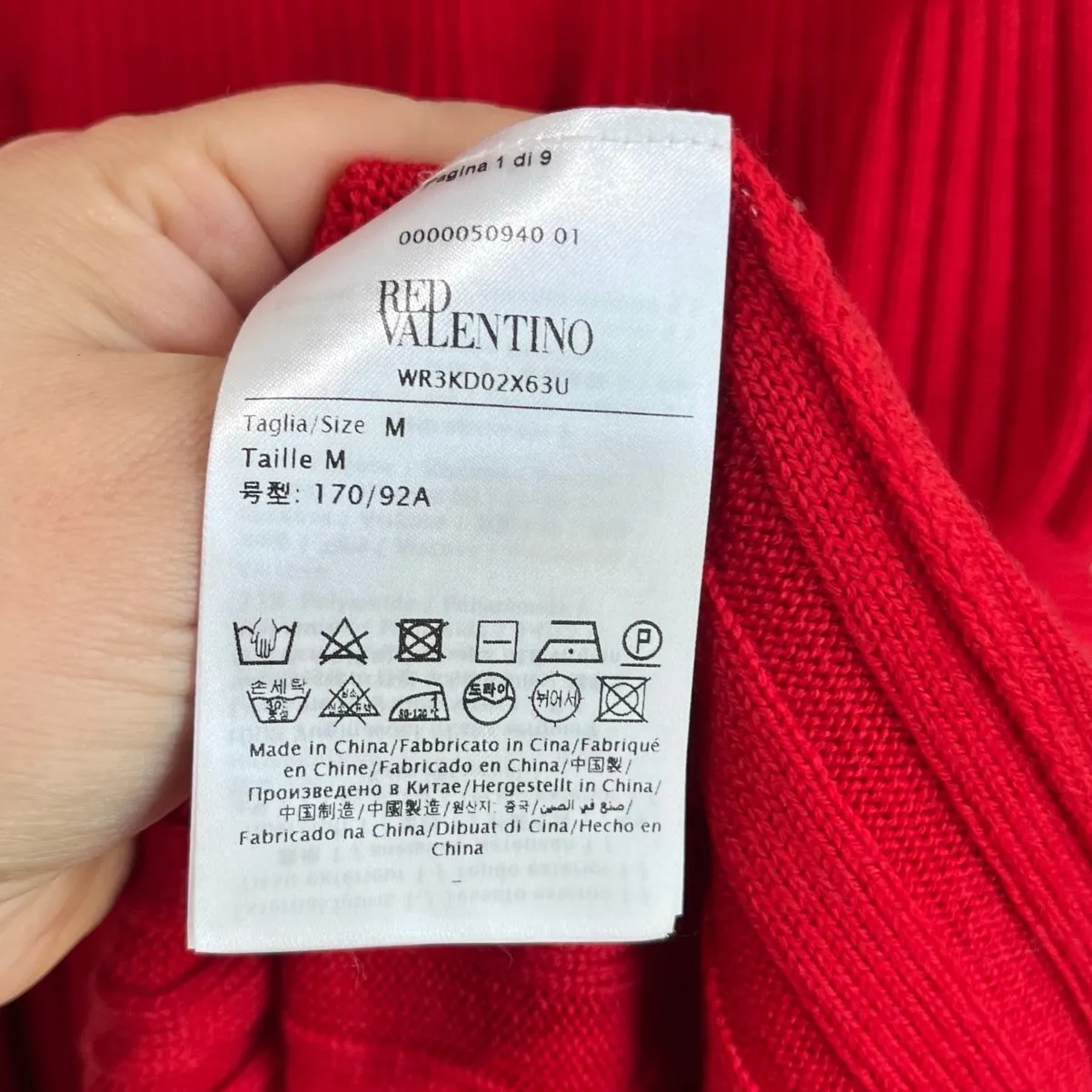 Red Valentino Striped Ribbed Wool Knit Pleated Mini Dress Bow Holiday M - Image 6