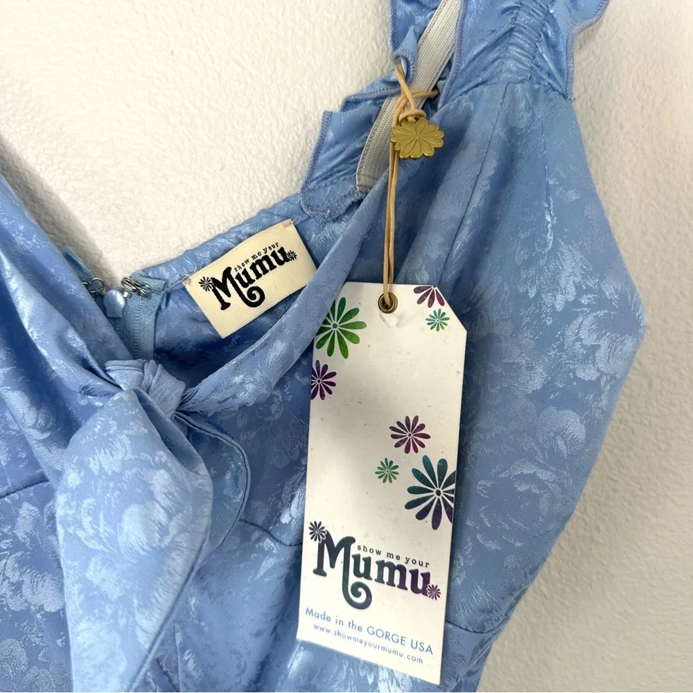 Show Me Your Mumu Jumpsuit Light Blue Floral Sz M NWT Wide Leg USA MADE feminine - Image 5