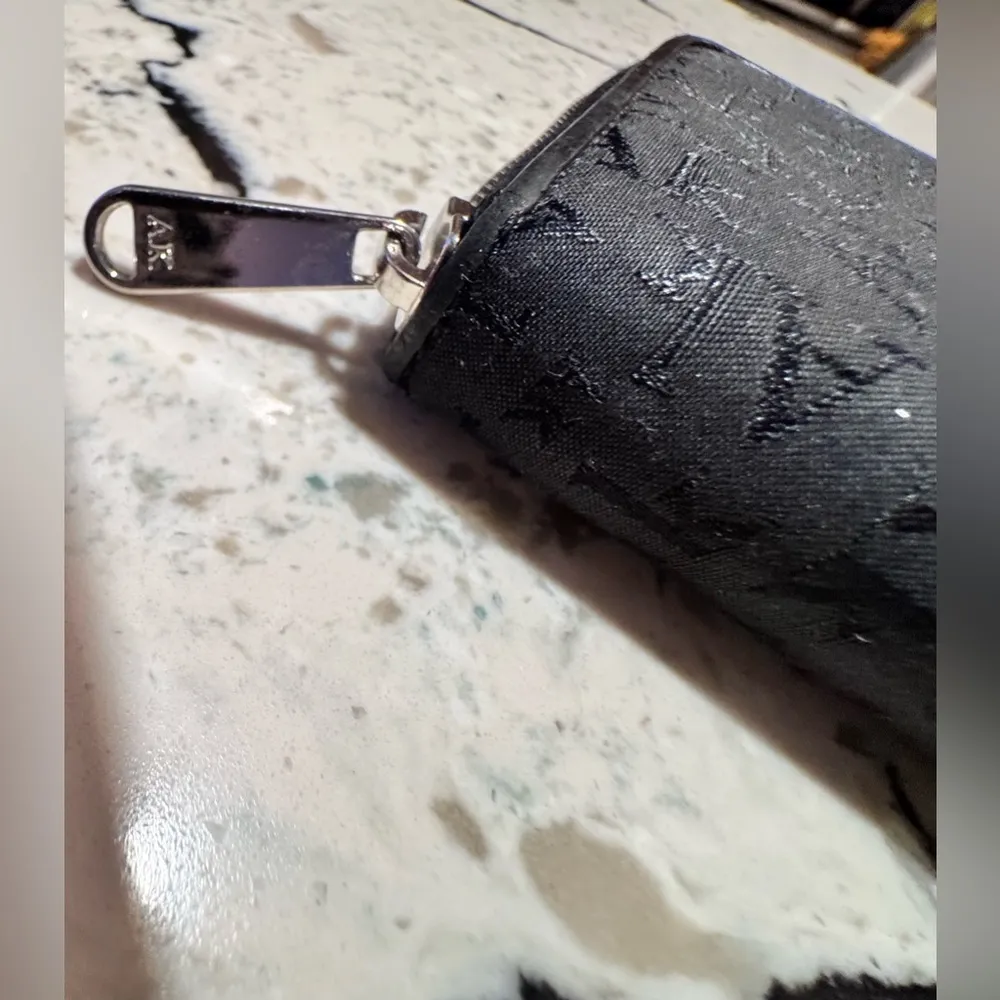 Anne Klein Black AK Fabric & Leather Clutch Zip Around Wallet - Image 8