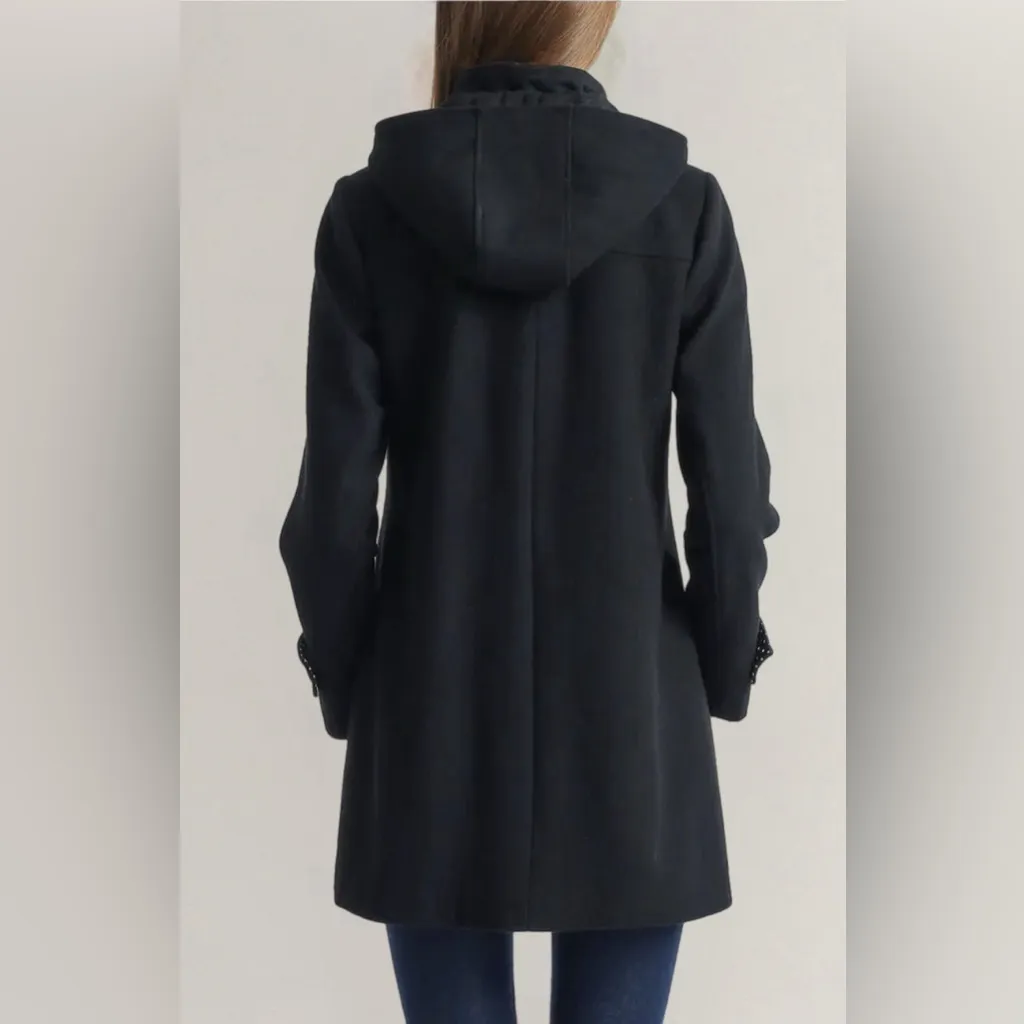 Kimi and Kai Black Maternity Pea Coat with Toggle Closures - Image 3