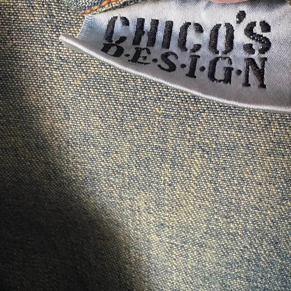 Vtg Chico’s Denim Workwear Chore Coat Jacket Button Down Size L (3) - Image 5