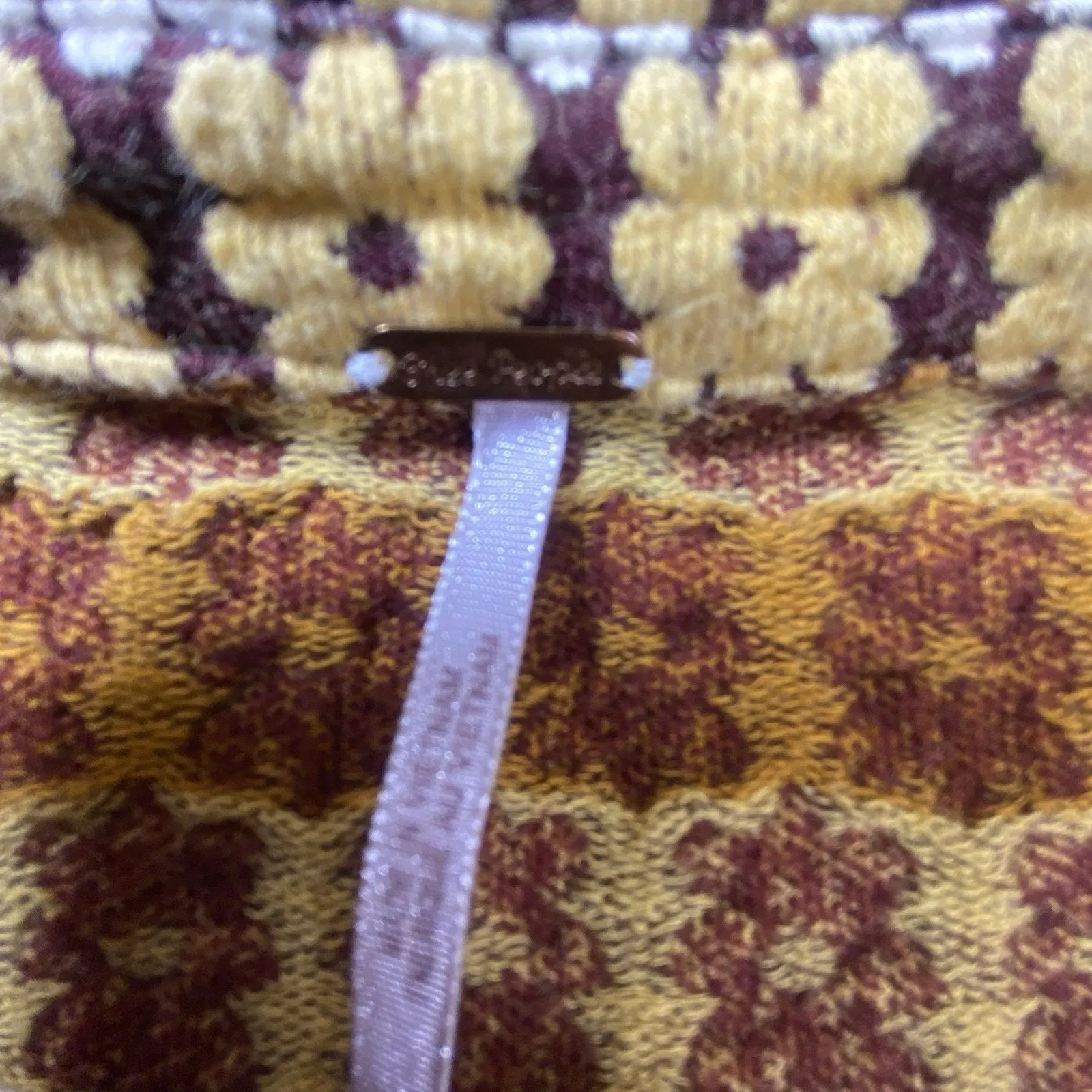 Free People Babe Town‎ Polo Shirt XS 70's Hippie Brown Orange Retro Festival - Image 7