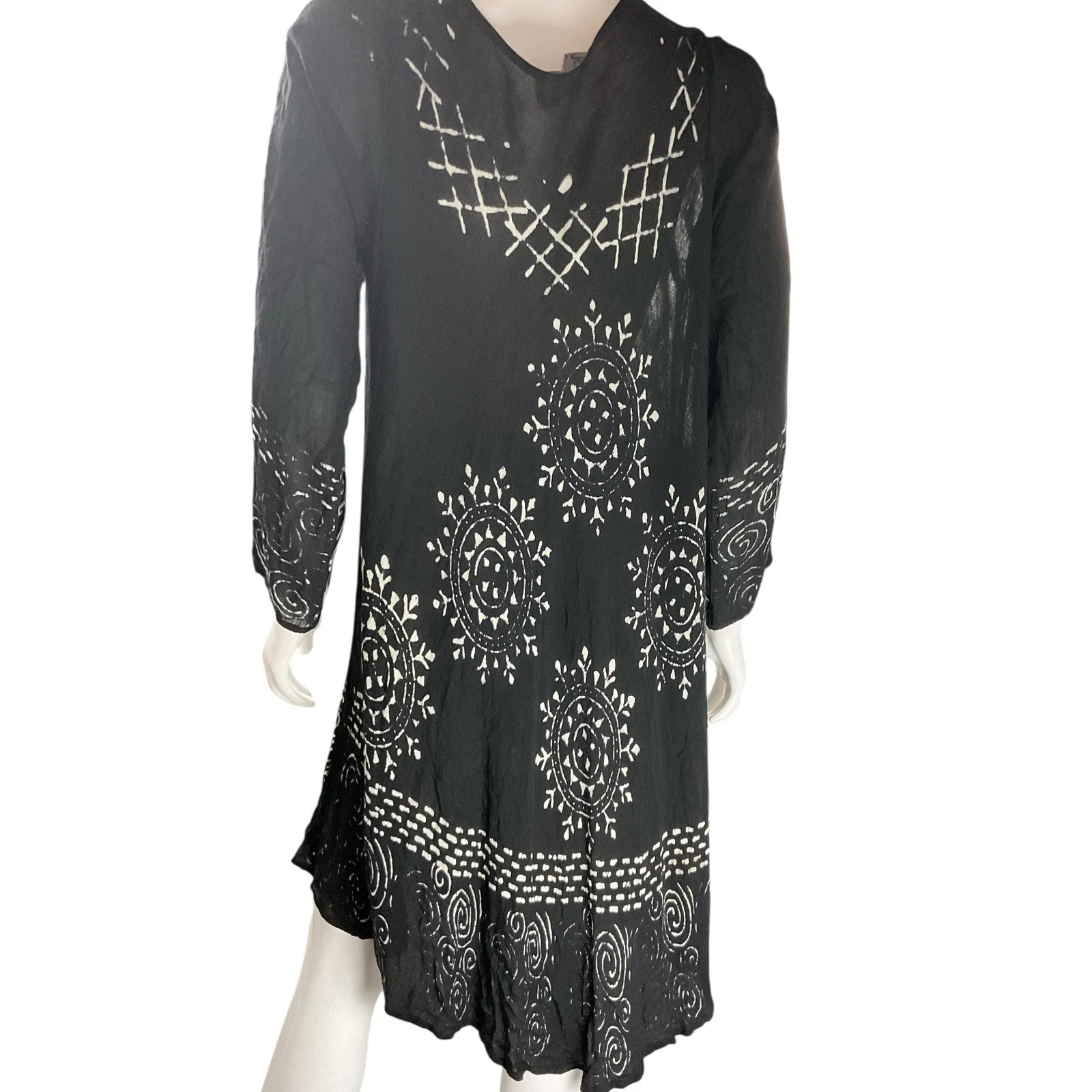 Jessica Taylor Dress Womens 1X Black White Print Boho Casual Flowy‎ - Image 4