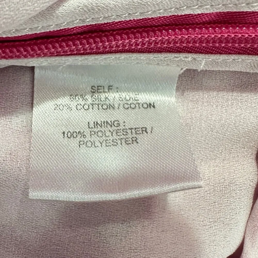 Tanya Taylor Bianka Top Women's 2 Pink  Floral Ikat Mosaic Silk Blend Ruffle - Image 4