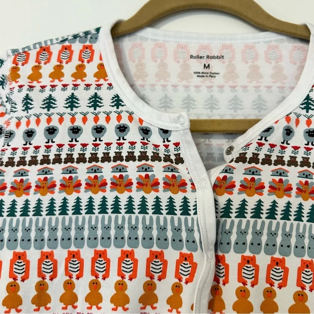 Roller Rabbit Bands Weave Pajama Pima Cotton Woodland Animals Womens Medium - Image 6