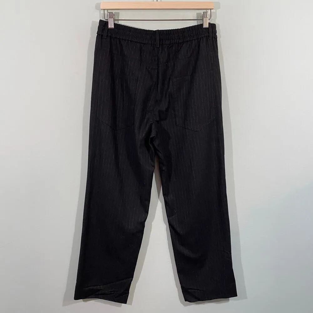 Zara Women Grey Pinstripe Pull On Elastic Waist Straight Leg Pant Sz 8 #7563/244 - Image 6