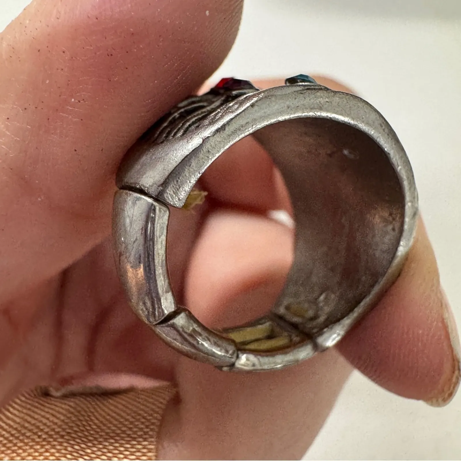 Silver Tone Birthstone Mothers Ring Chunky Womens Size 8 - Image 8