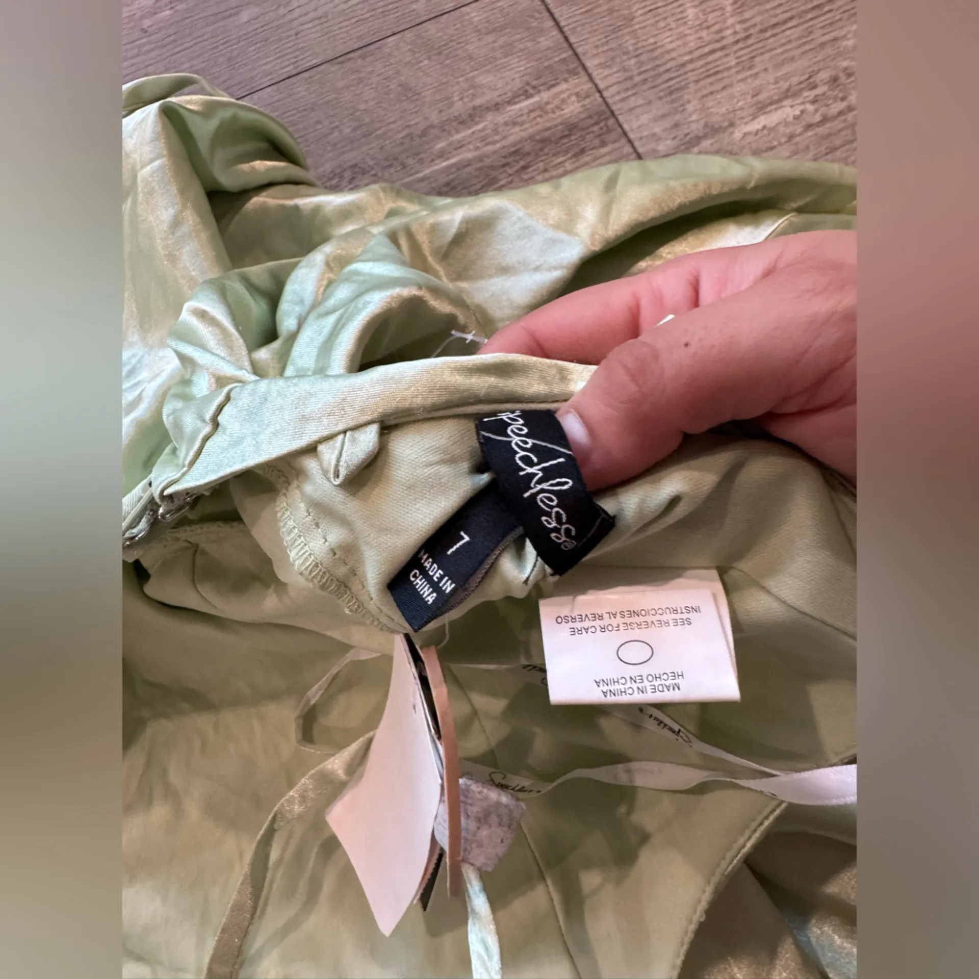 Speechless Light Green Satin Gown - Image 11