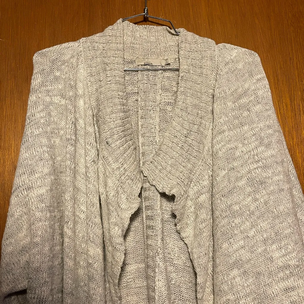 prAna Woman's Grey Casual Organic Cotton Blend Cadigan Size Large - Image 2