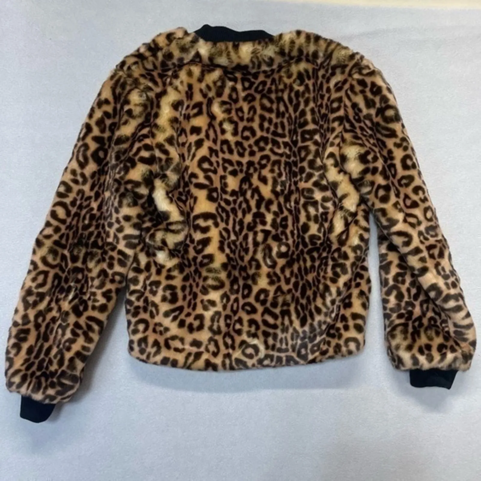 Splendid Faux Fur Jacket Leopard Print full zip cozy mob wives Women’s Size XS - Image 11