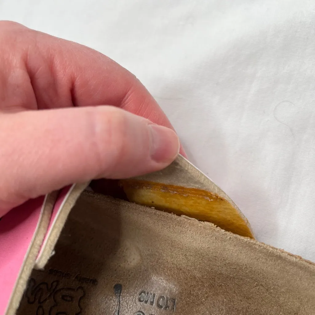 Birkis by Birkenstock Pink Leather Footbed Sandals 41 EU 10 US Narrow - Image 6