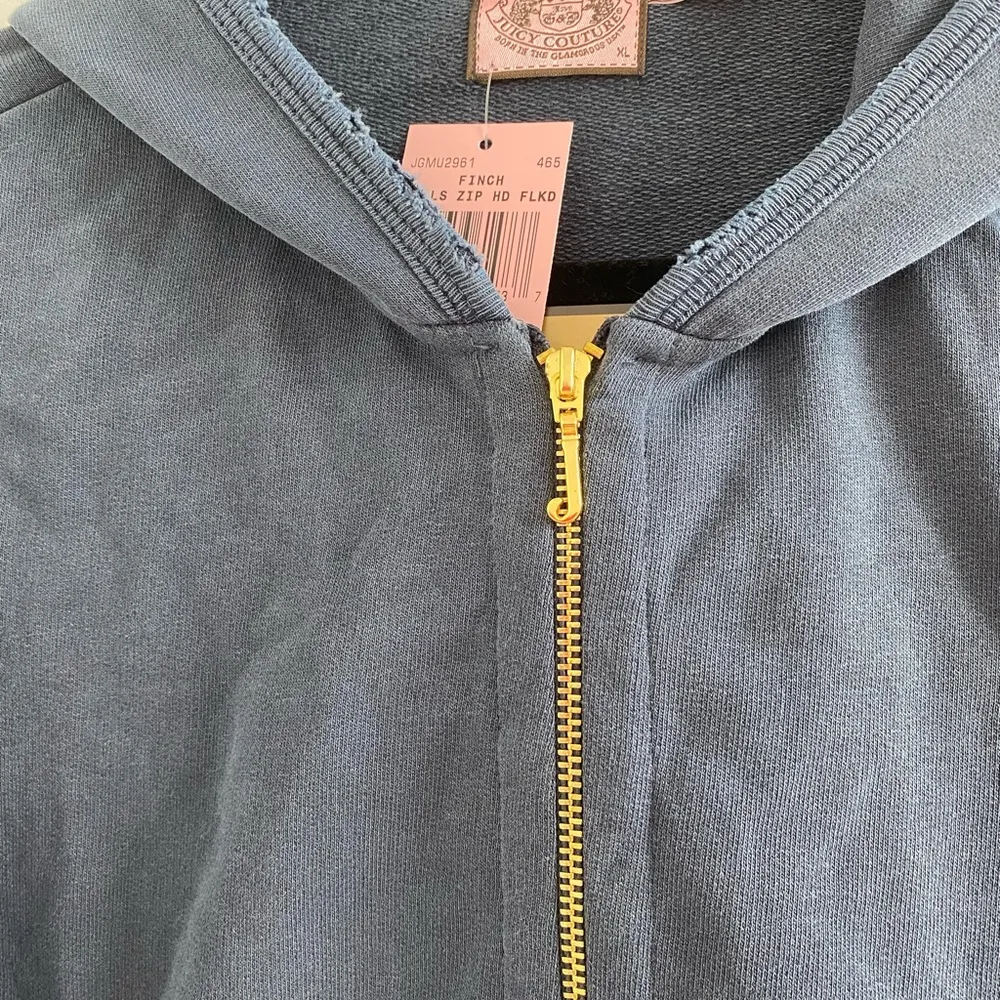 Juicy Couture Y2K Blue Distressed Dog Patch Full Zip Hoodie Size XL New With Tag - Image 4