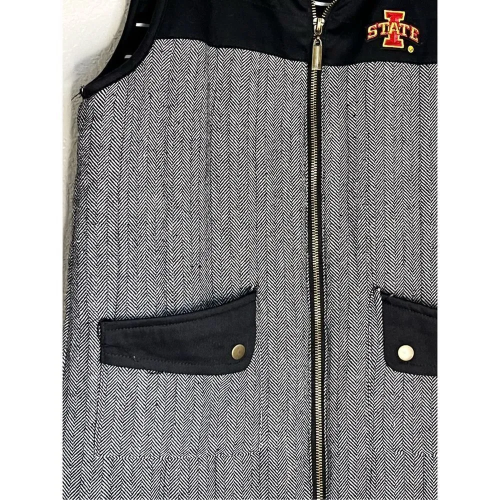 Iowa Hawkeyes Vest Women’s m Black White Gray Gameday Couture padded puffer Size M - Image 4