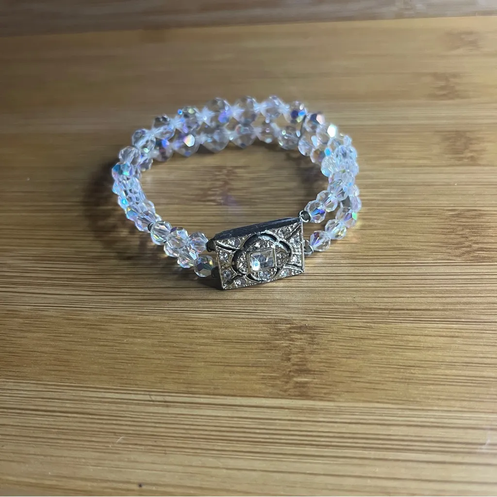 Vintage Elegant Silver Glass Crystal Bracelet - Image 3