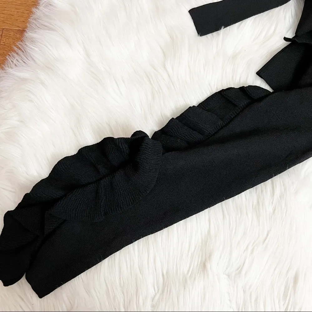 Rachel Roy Black Ruffle Sleeve Open Back Sweater Size XS - Image 5