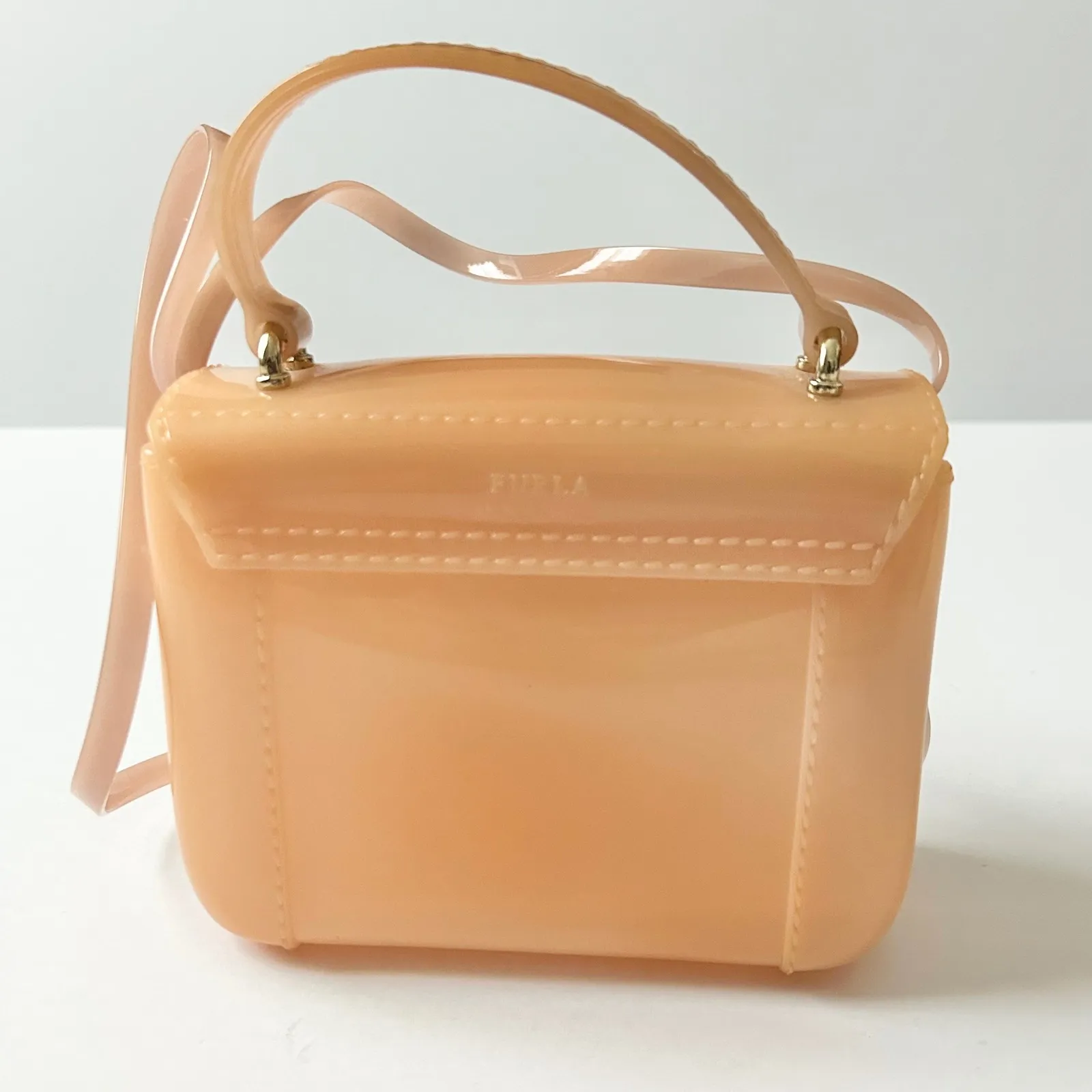 Furla Jelly Mini Metropolis Crossbody Handle Bag Peach Transparent Shoulder Bag - Image 3