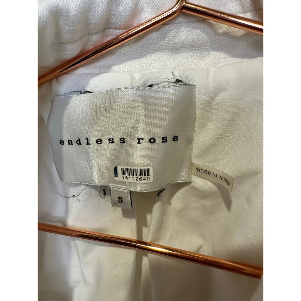 ENDLESS ROSE White Linen Blend Oversized Sleeveless Vest Blazer Size Small - Image 5