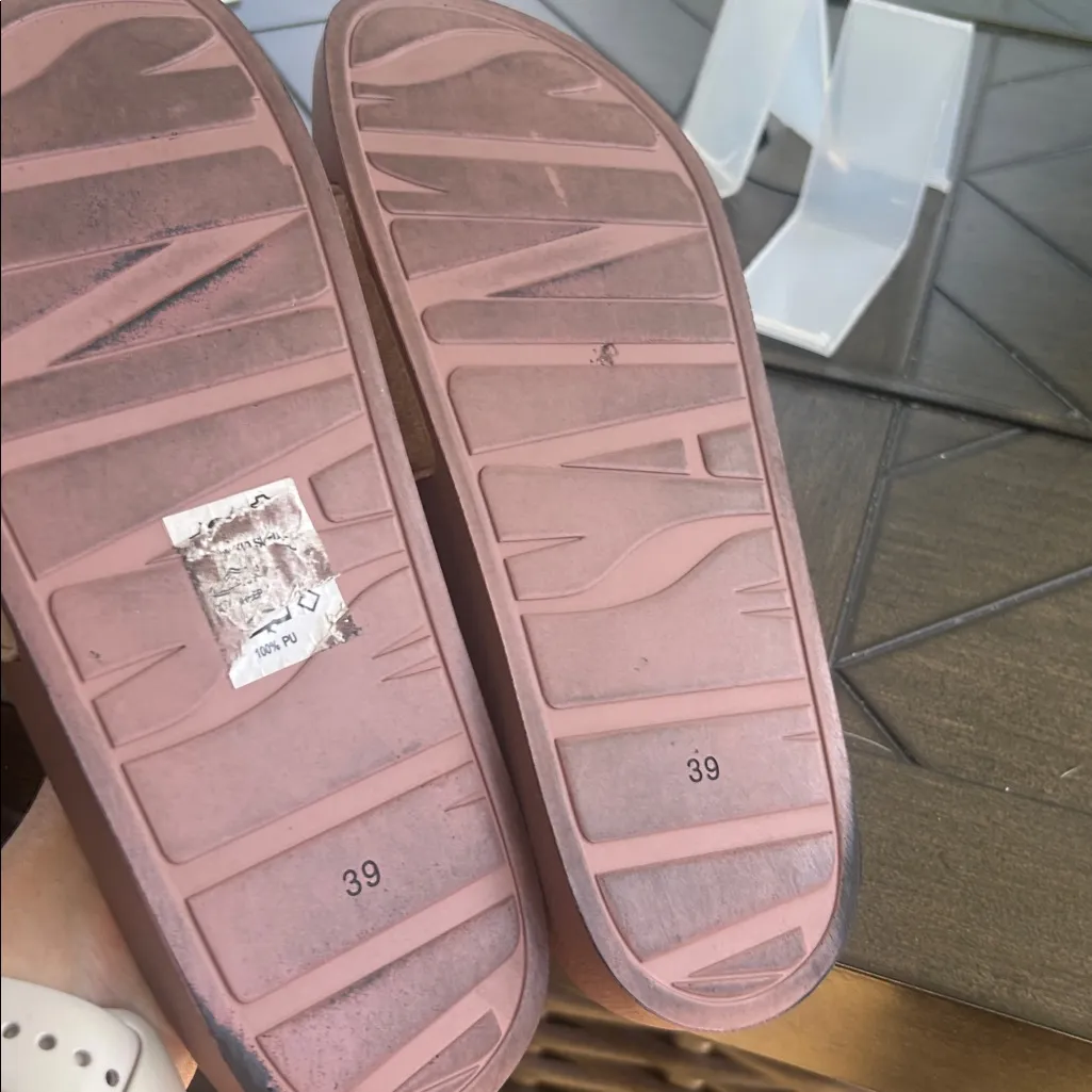 All Saints Karli tan pink understated slides ladies size 9, 39 minimalist chic - Image 8