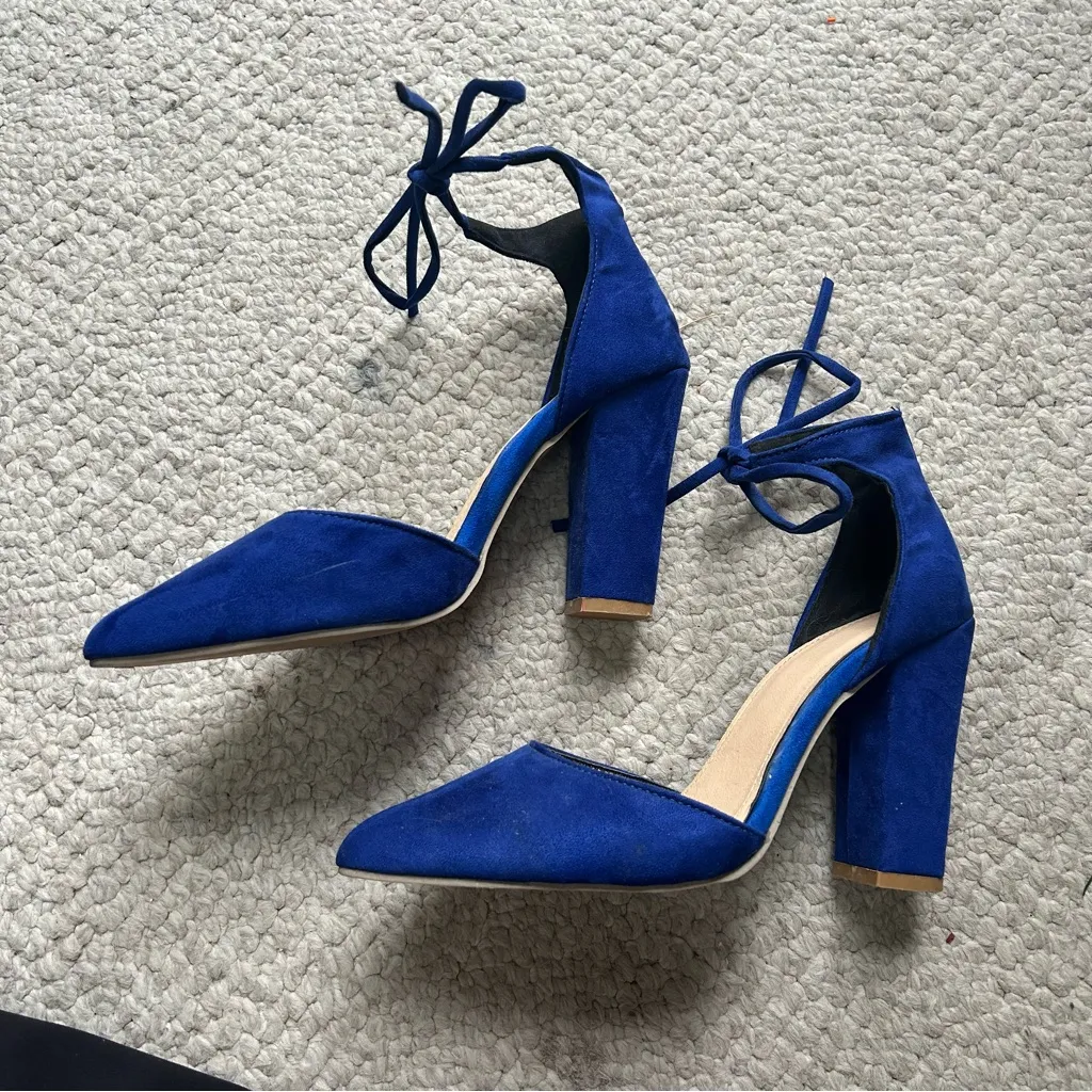 Blue High Heel Shoes By with Strappy Ties Women Size 7.5 Pumps - Image 2