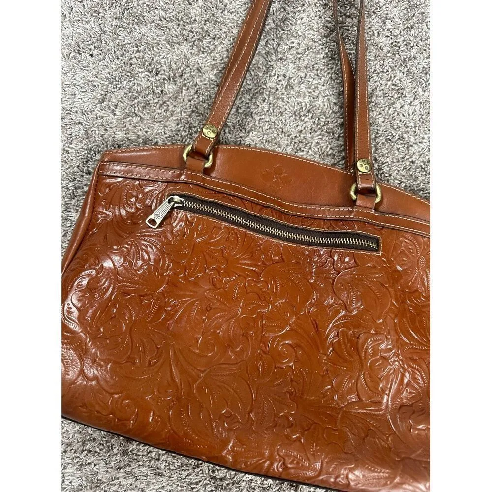 Patricia Nash Tooled Florence Poppy Leather Tote Bag Handbag Shoulder Purse - Image 2