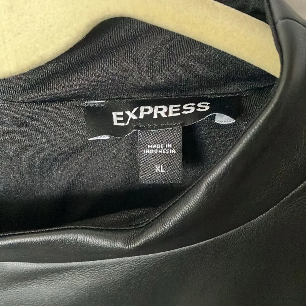Express: Black Soft Faux Leather Moto style long sleeve Top- Soft- XL - Image 2