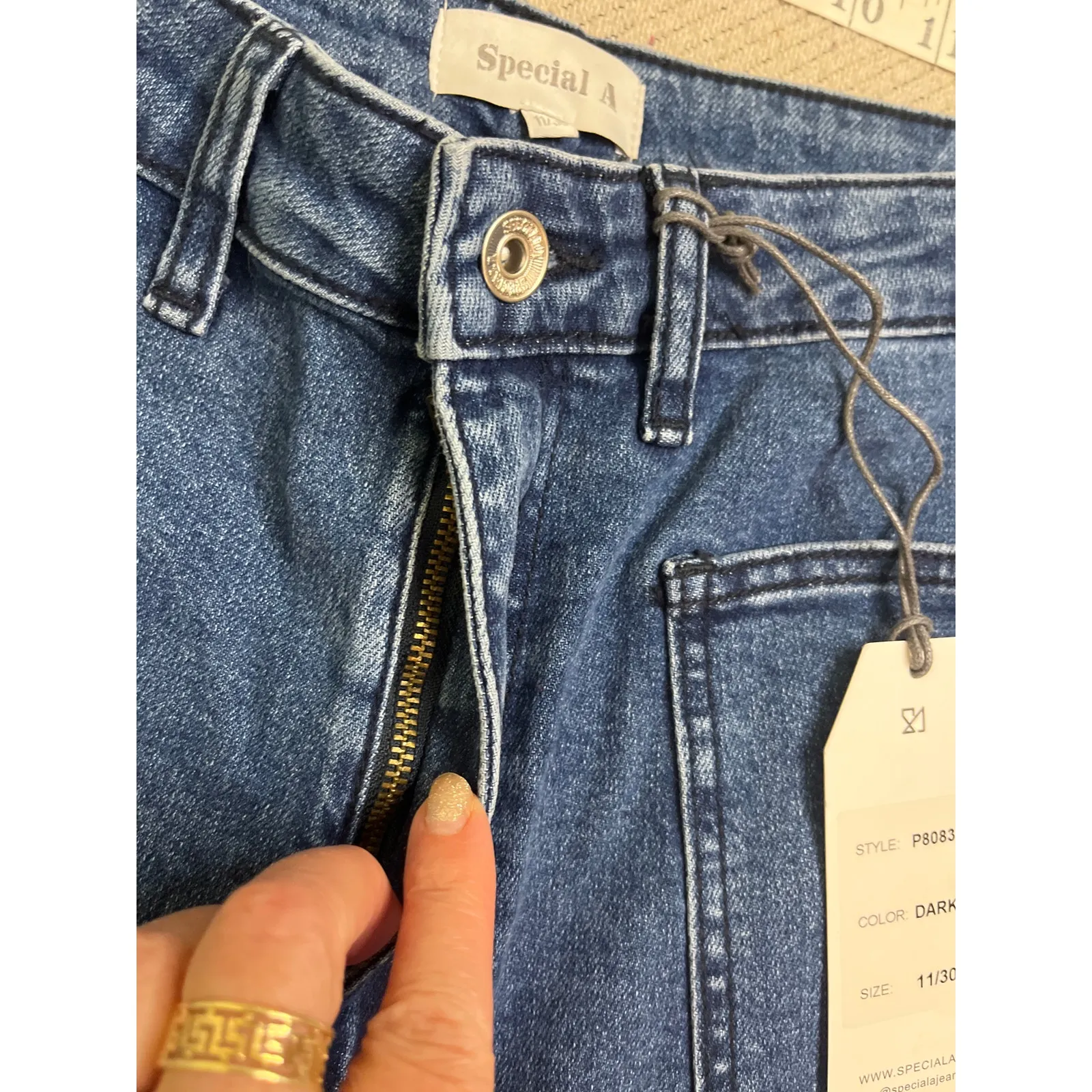 Special A Crop Wide Leg High Rise Baggy Blue Jeans, Size 11/30, style: P8083D - Image 9