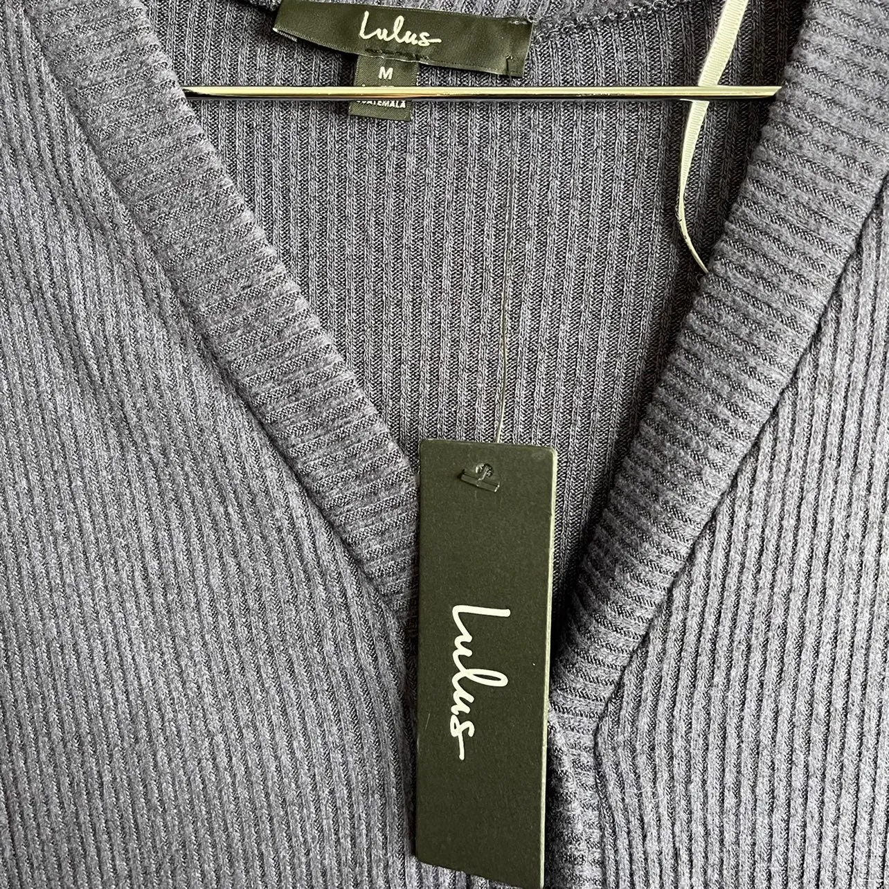 NWT Lulu's Navy Blue Button Down Long Sleeve Mini Dress Size Medium - Image 4