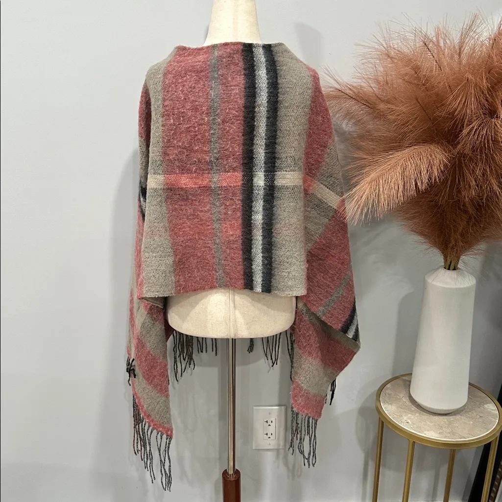 Pink and Gray Fringe Plaid Shawl Size undefined - Image 3