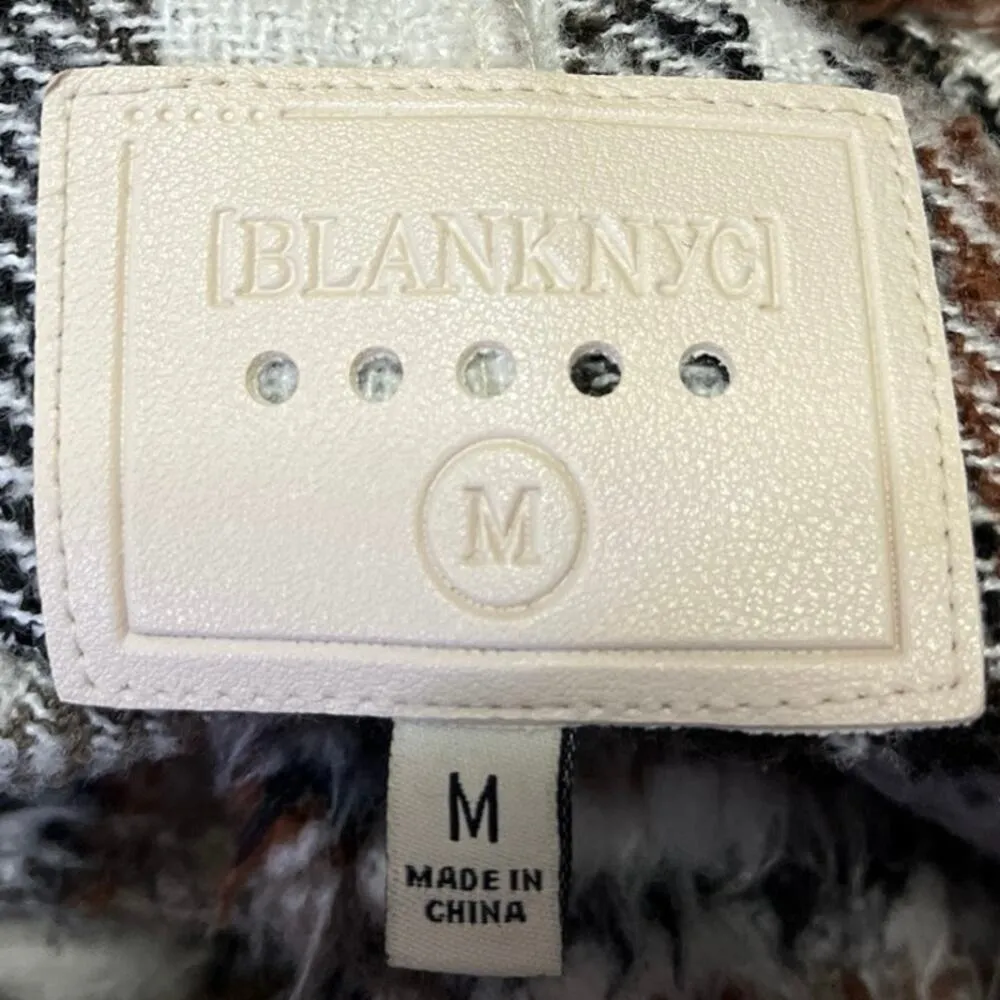 BlankNYC Brown Faux Fur Plaid Checkered Long Sleeve Button Coat Sweater Jacket M Size M - Image 4