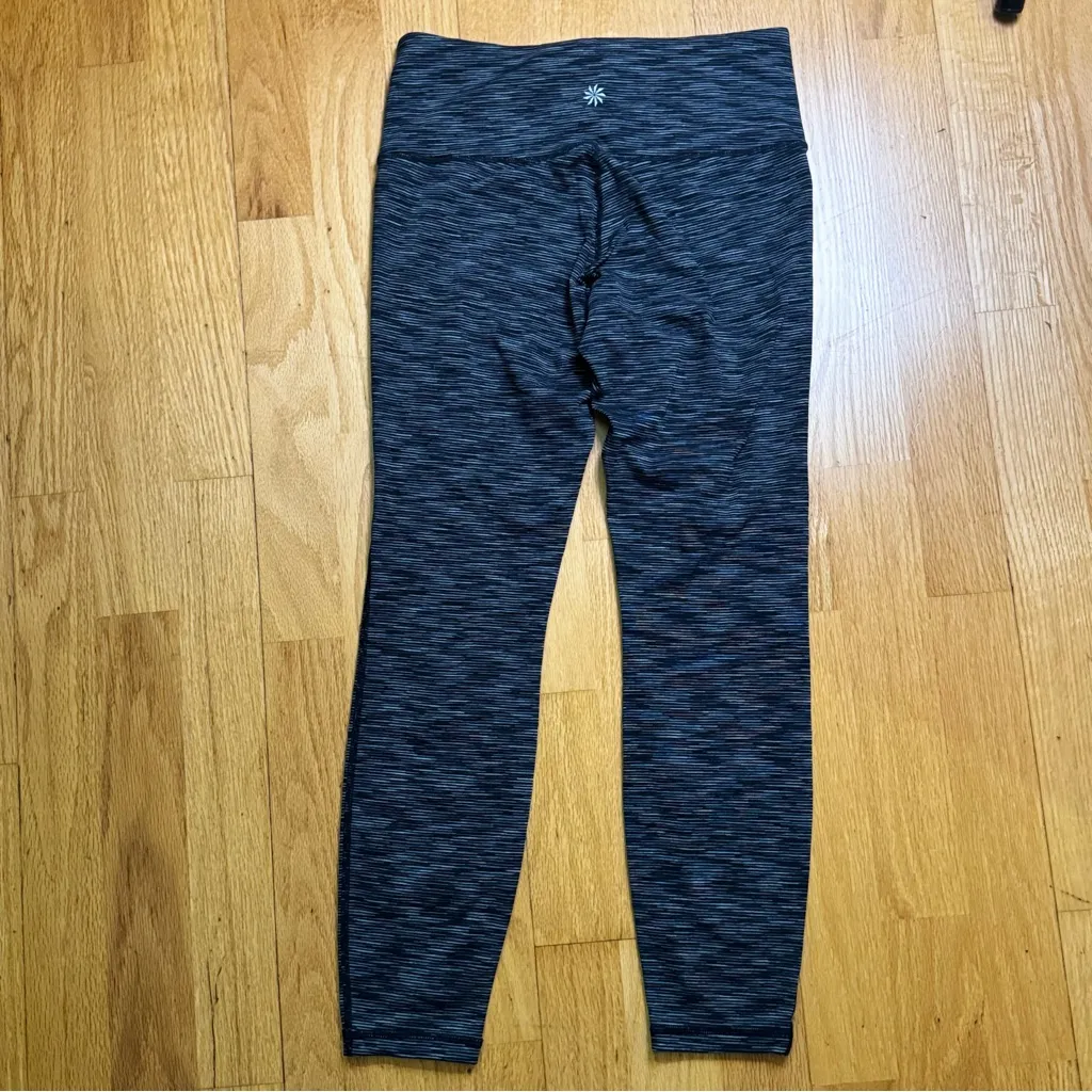 Athleta Heathered Black Gray Crop Leggings S EUC Yoga Gym Training Fitness - Image 2